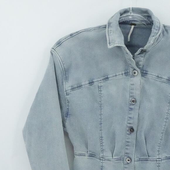 Free People Dress Womens 6 Blue Amber Denim Stretchy Western Boho Casual - Picture 5 of 16